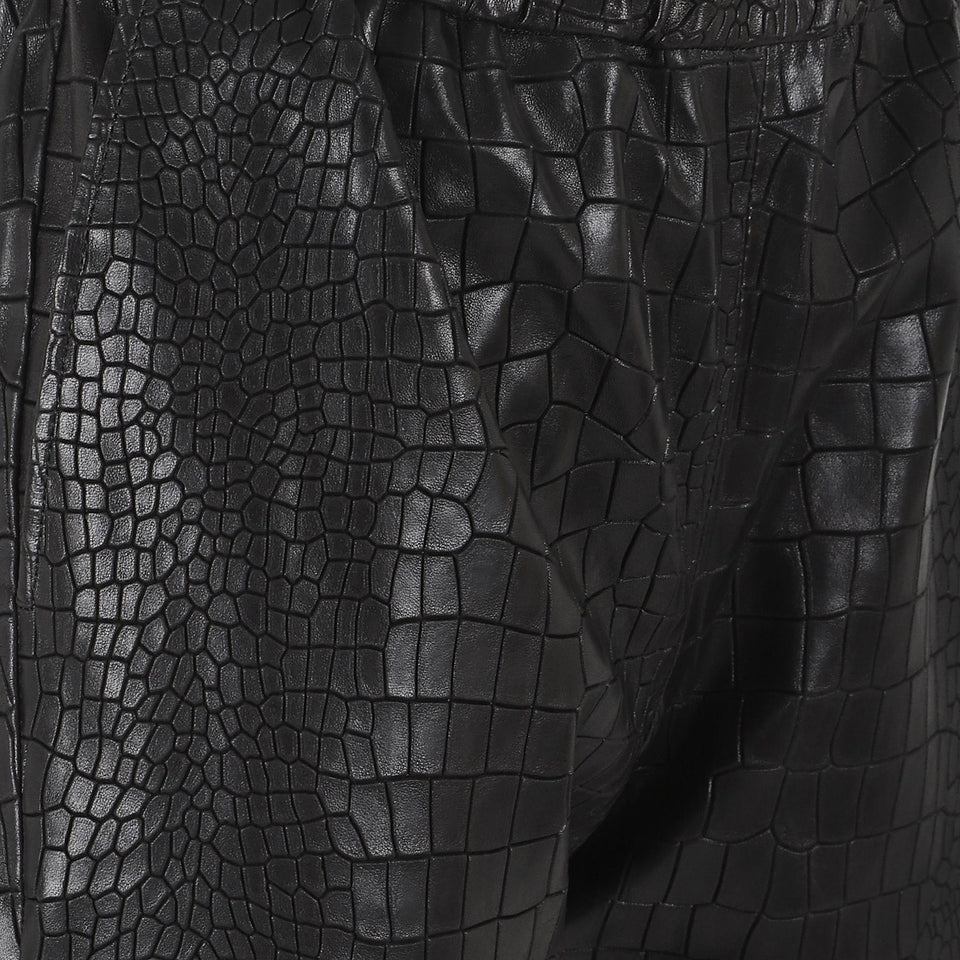 Pantalone svasato in pelle nero RELAXFLARE CROCOBLACK ENES 