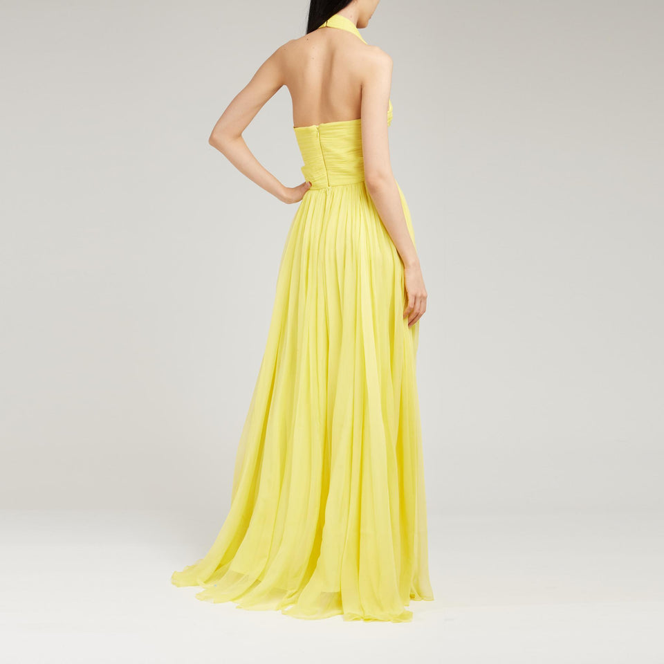Abito lungo in chiffon giallo