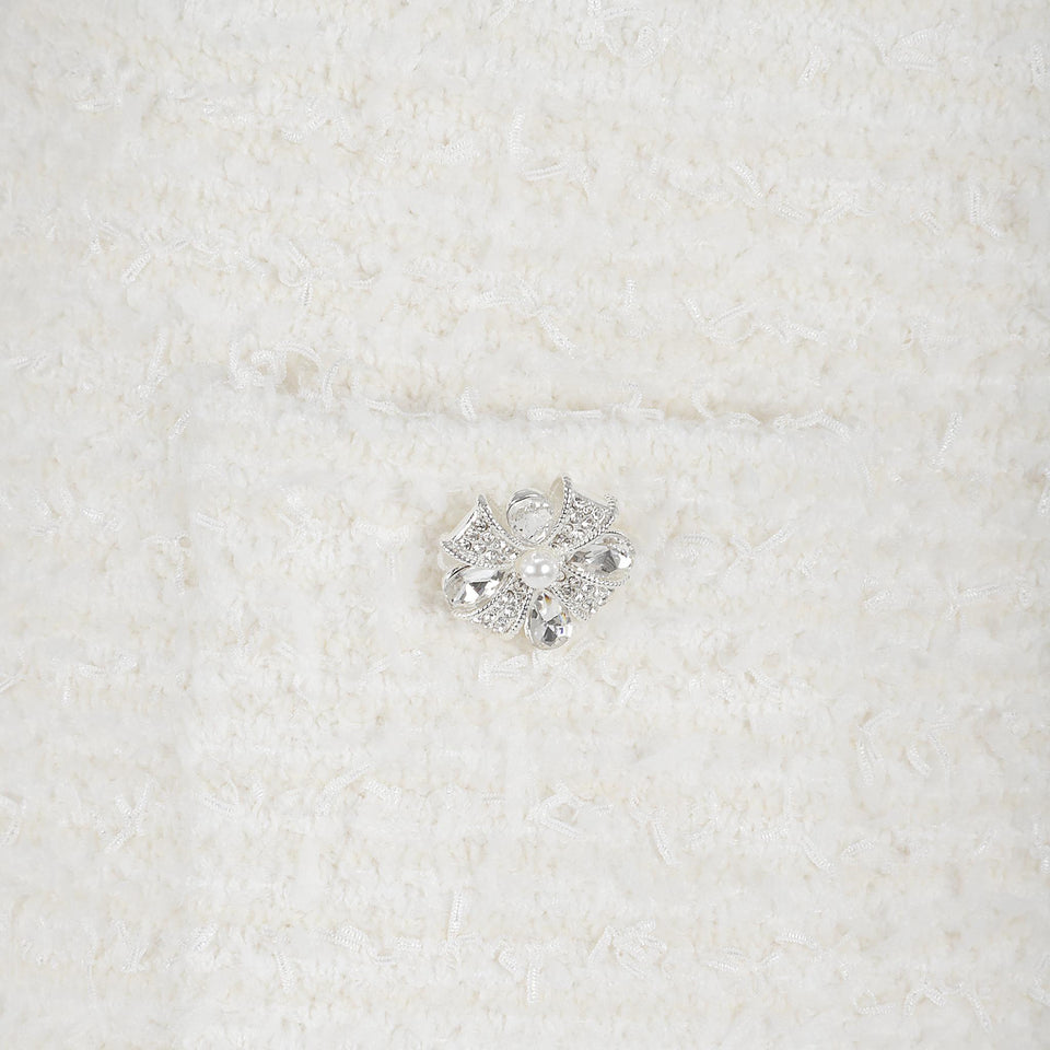 Mini gonna in tweed bianca AW25-028SK C SELF-PORTRAIT 