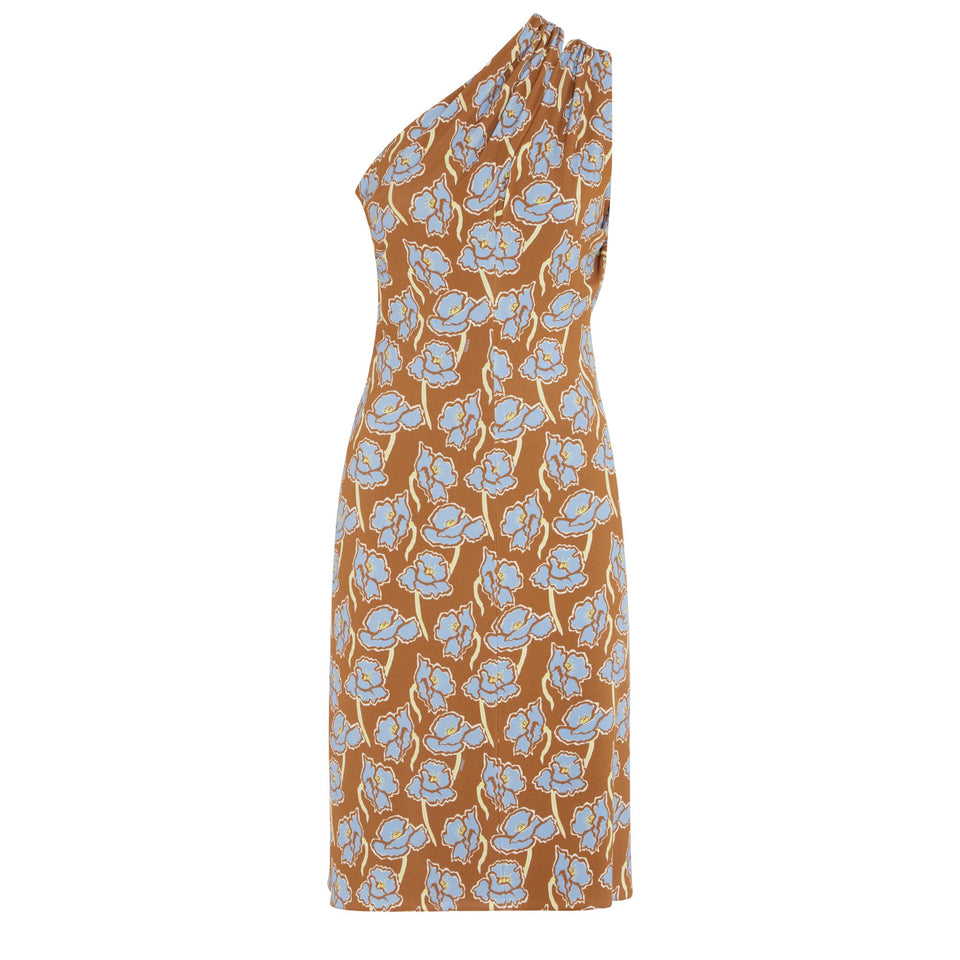 One shoulder dress in multicolor fabric