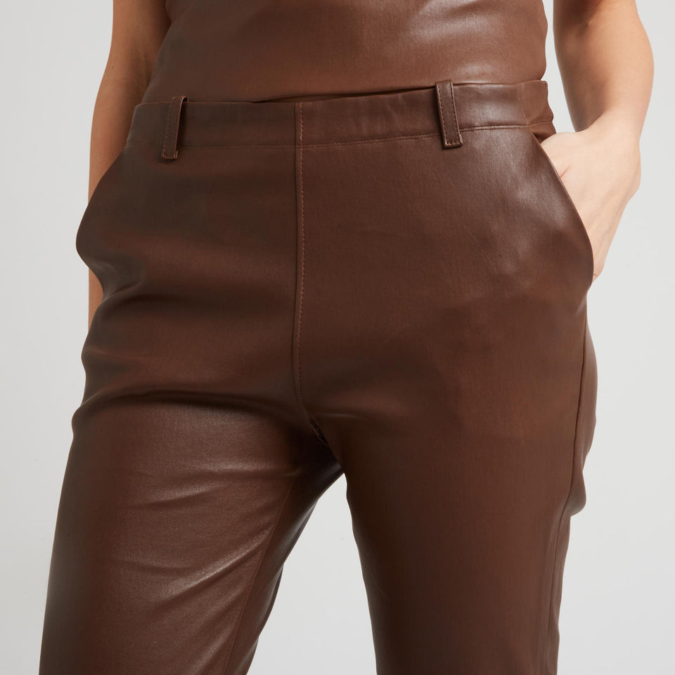 "Valentine" brown leather trousers