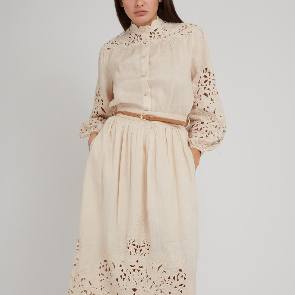 Maxi abito ''Wylie'' in lino bianco