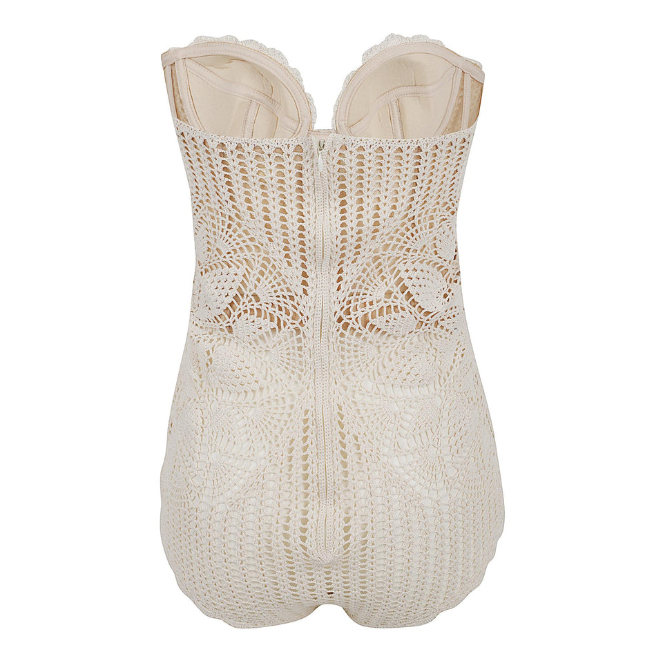 Body in cotone bianco 257725 CREAM MAGDA BUTRYM 