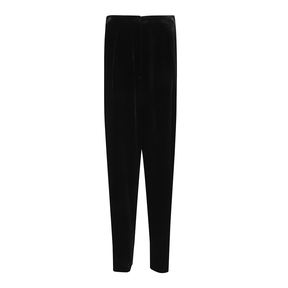 Pantalone a vita bassa in velluto nero 9003009 NUV0002999 RAQUEL DINIZ COLL 
