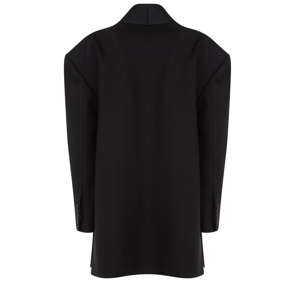 Giacca mono petto oversize in seta e lana nera J00100 2T0897X1000 DEL CORE 