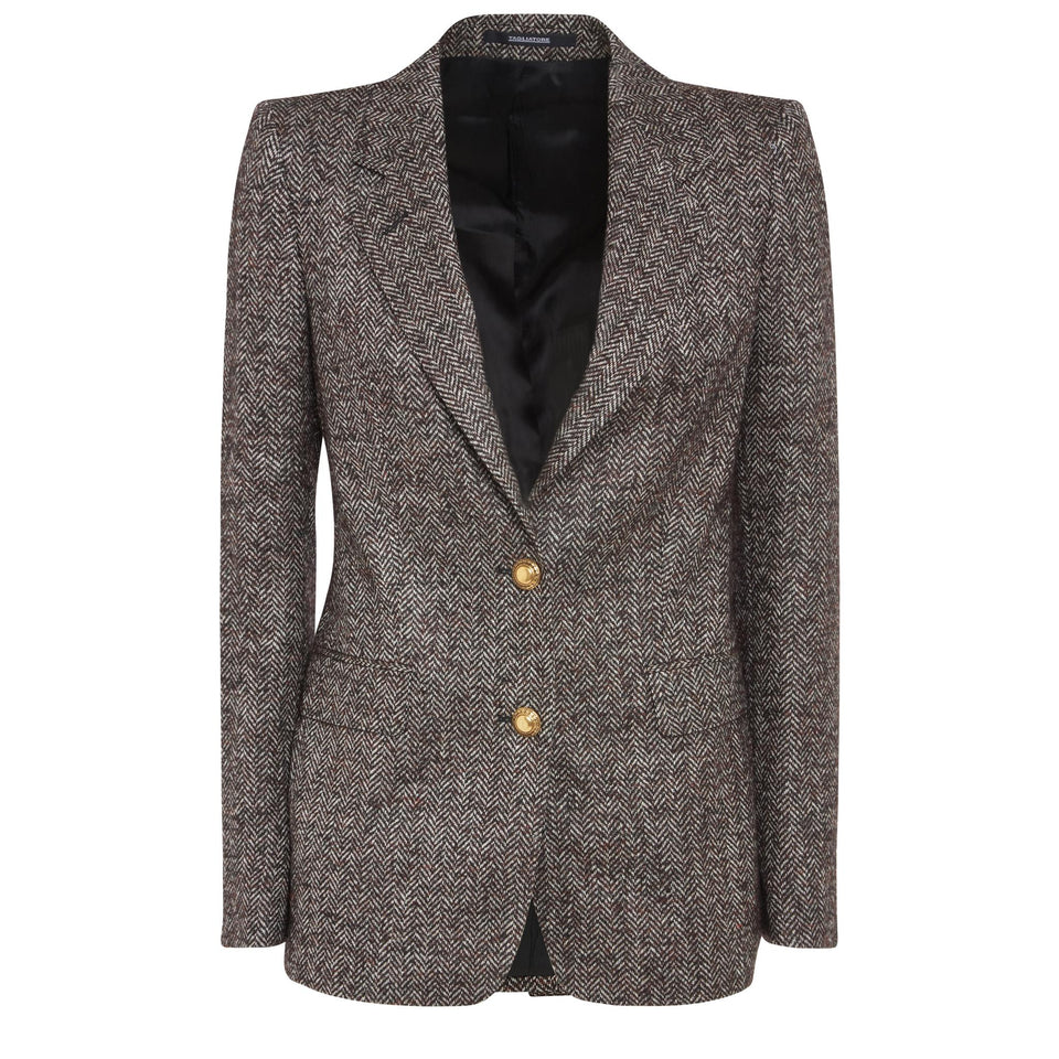 Blazer mono petto ''J-Parigi'' in tessuto marrone