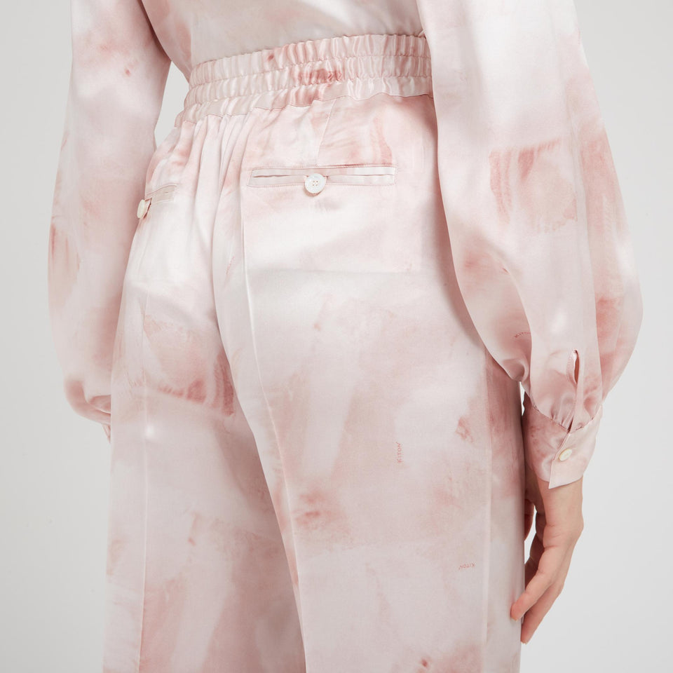 Pink silk trousers