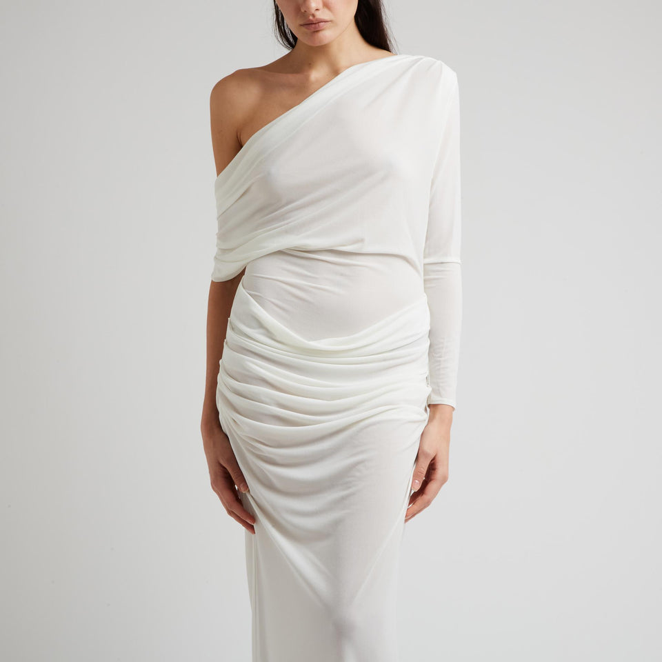 Abito mono spalla in tessuto bianco