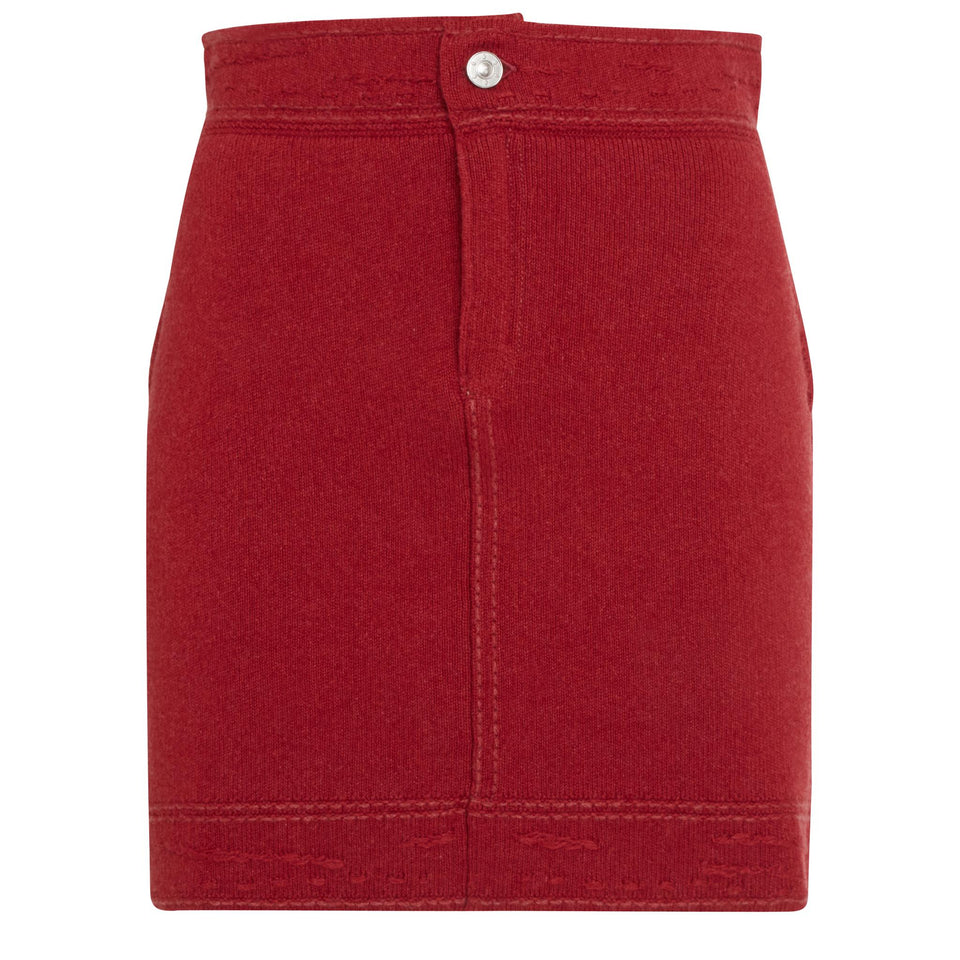 Red Cashmere Mini Skirt