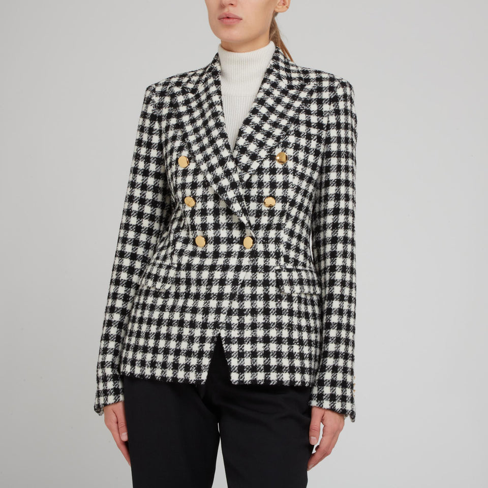 "Alicya" double breasted jacket in black and white wool