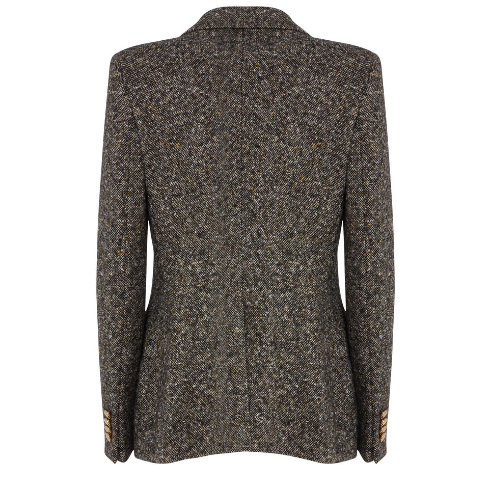 Giacca mono petto in lana marrone