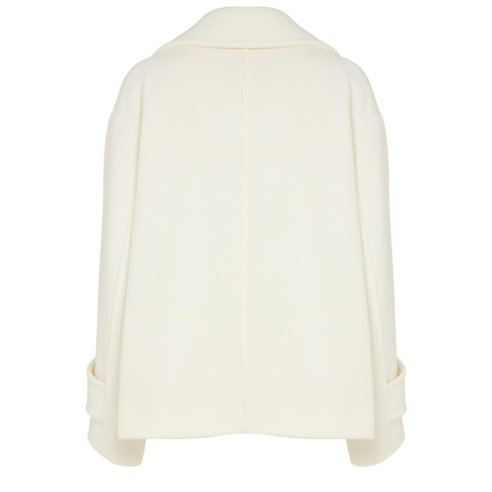 Cappotto doppio petto in lana bianca