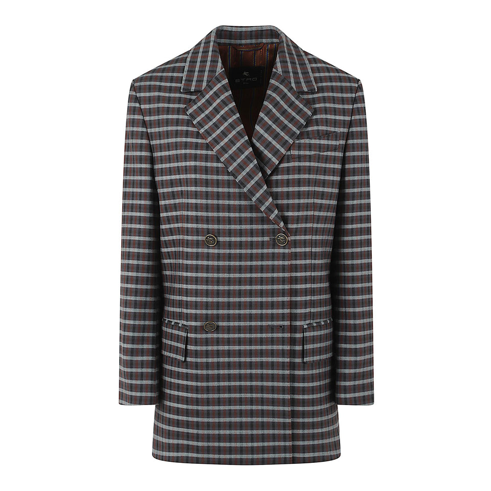 Giacca doppio petto in tessuto multicolor WRCA0094 99TQB79S9832 ETRO 