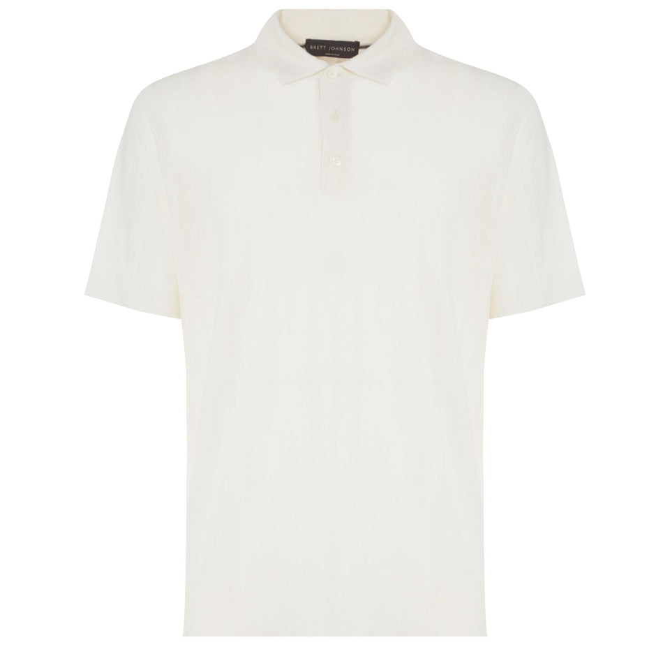 White cashmere and silk polo