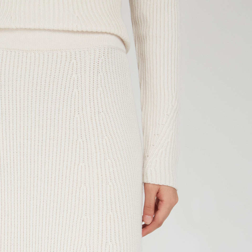 Gonna lunga in lana bianca