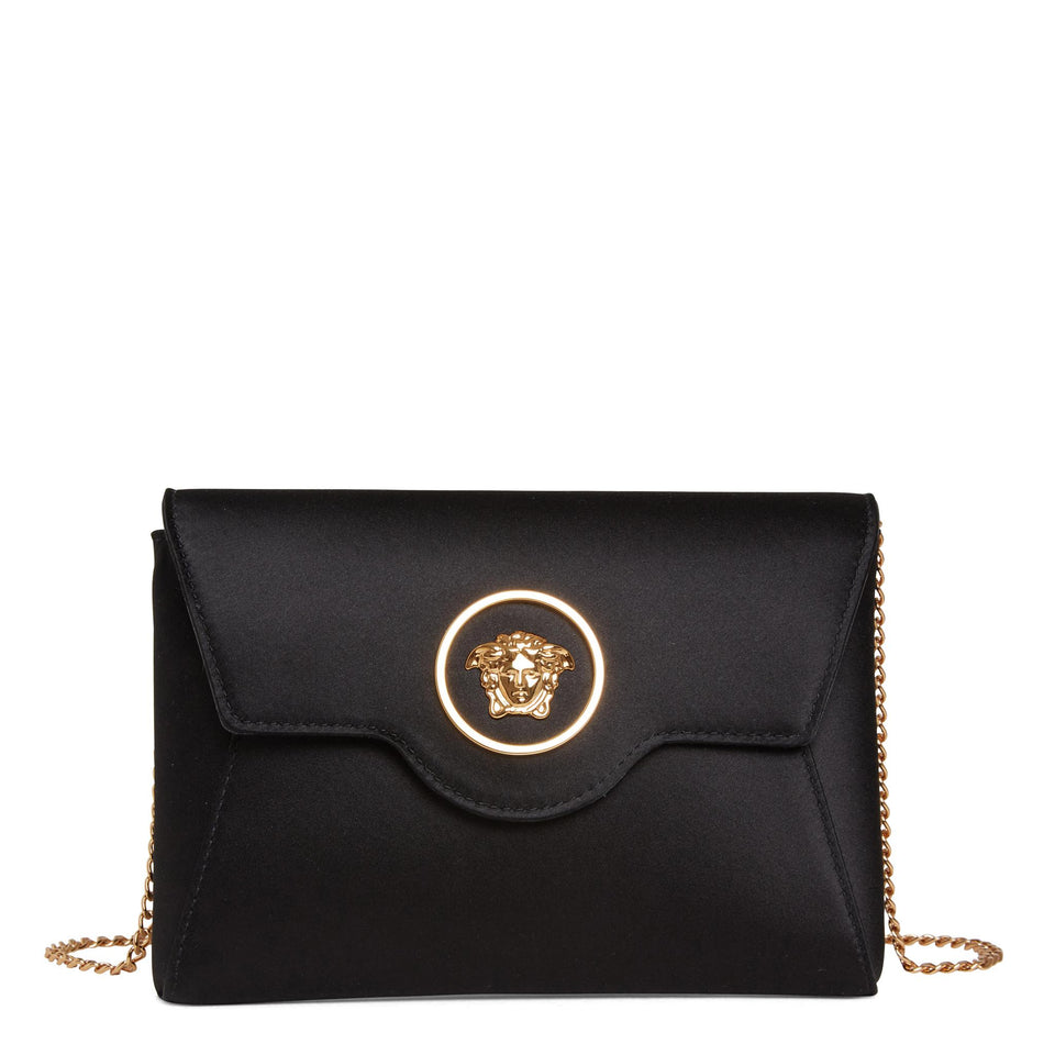 Black satin ''La Medusa'' clutch bag