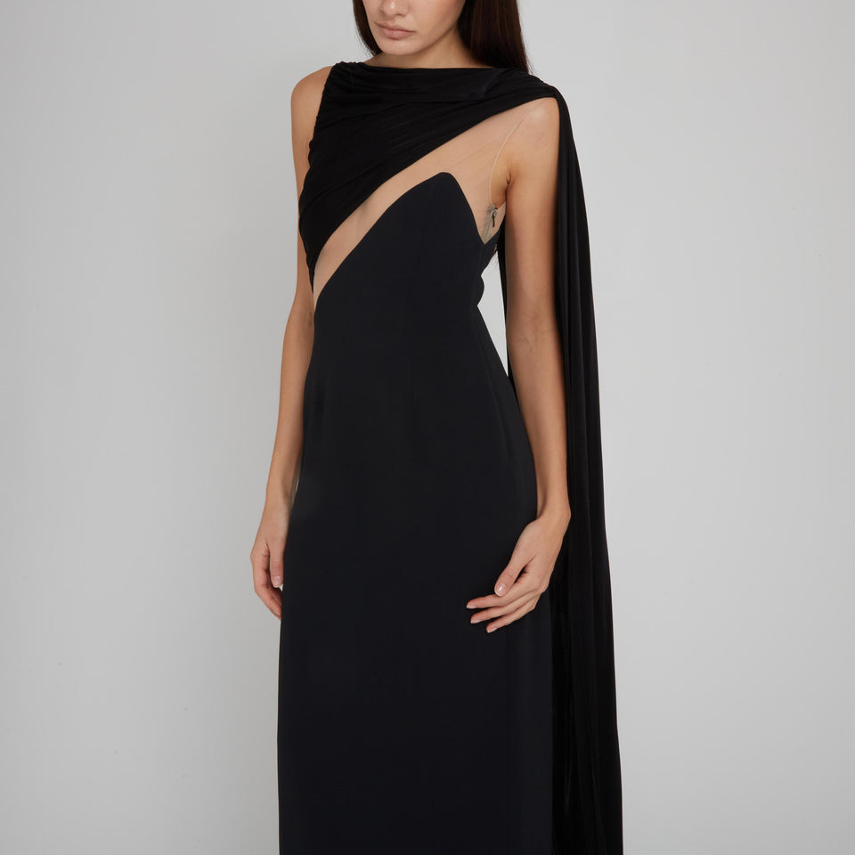 Maxi abito in tessuto nero