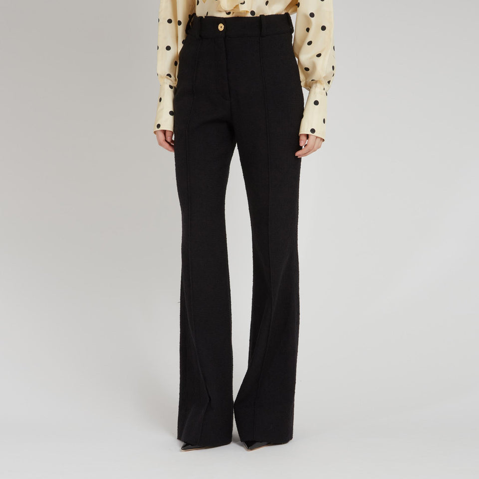 Black wool flared trousers