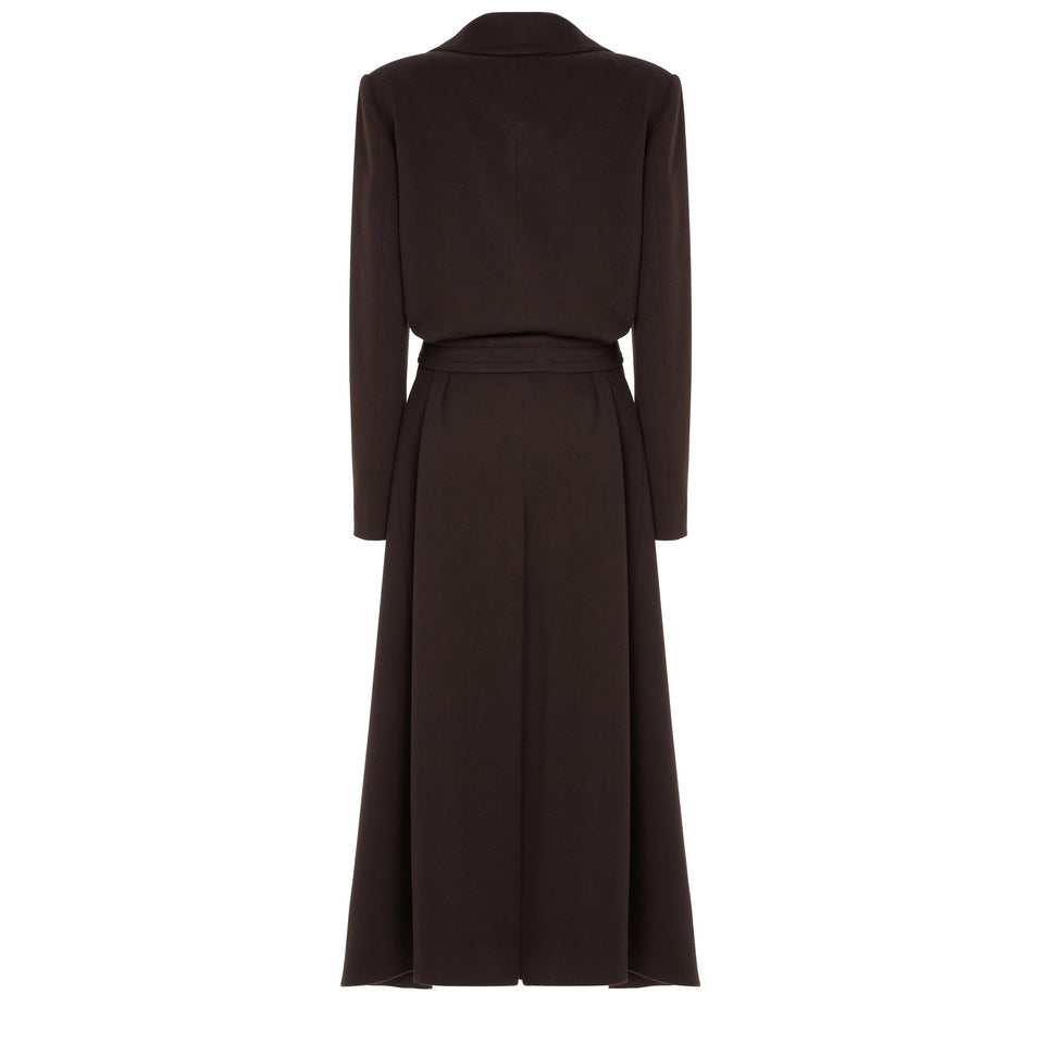 Cappotto doppio petto in lana marrone