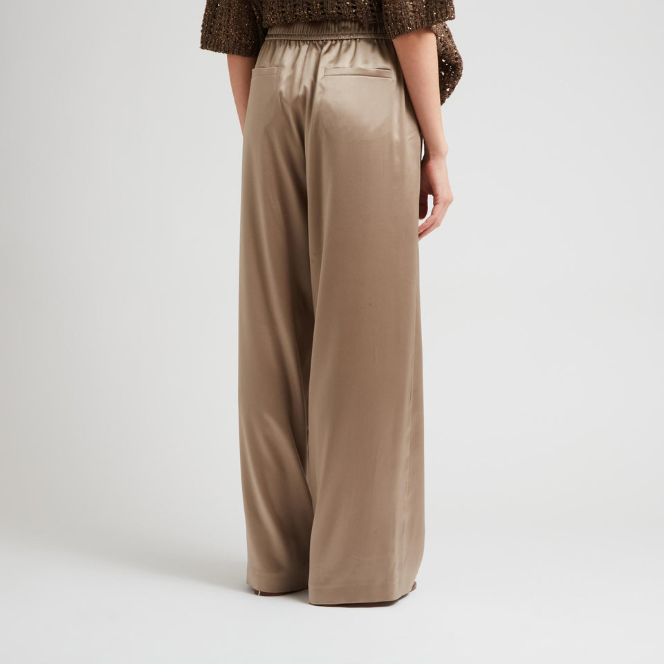 Pantalone in seta beige