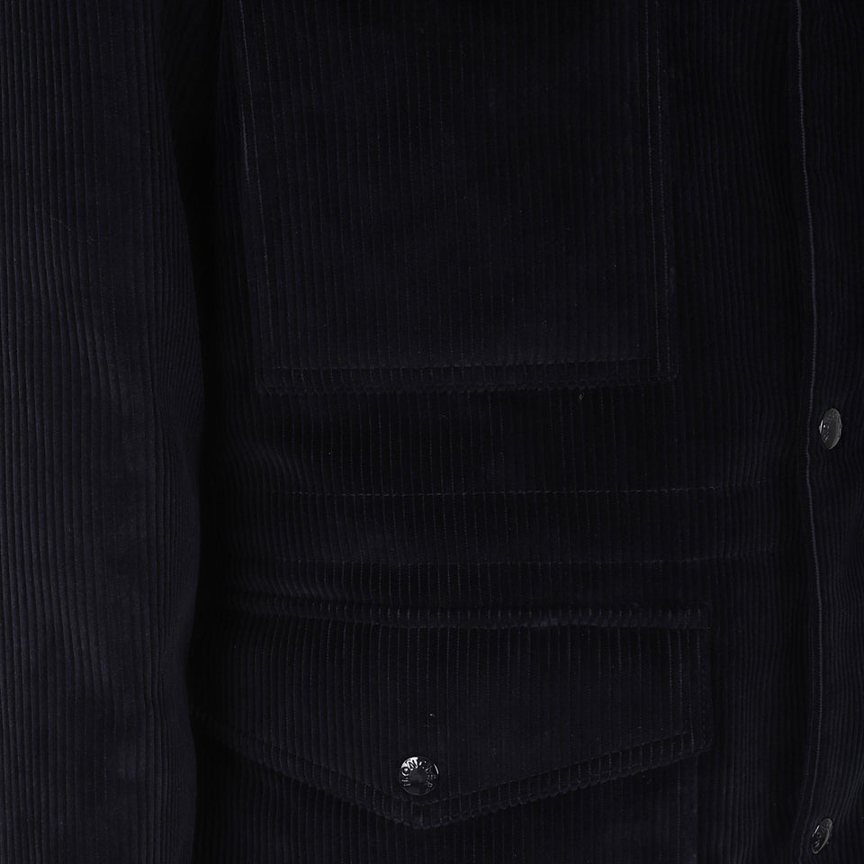 Piumino in velluto a coste blu 1A00241 549UU779 MONCLER 