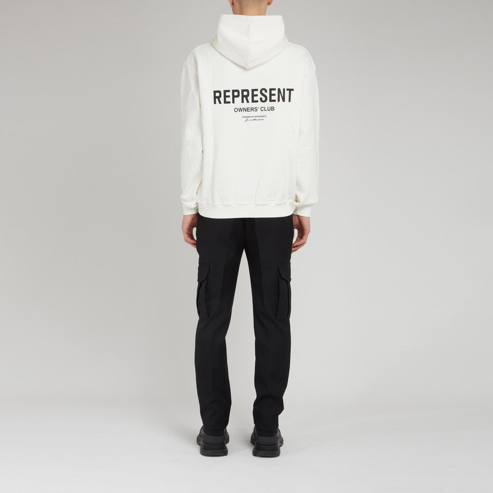 White Cotton ''Owners Club Hoodie'' Sweatshirt