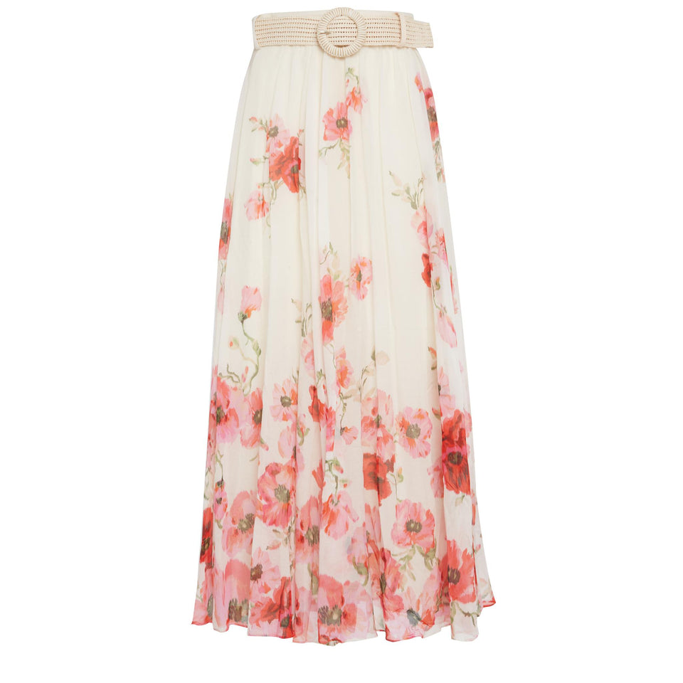 Multicolored cotton and silk long skirt
