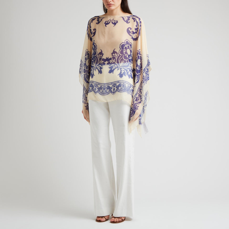 Poncho in seta multicolor