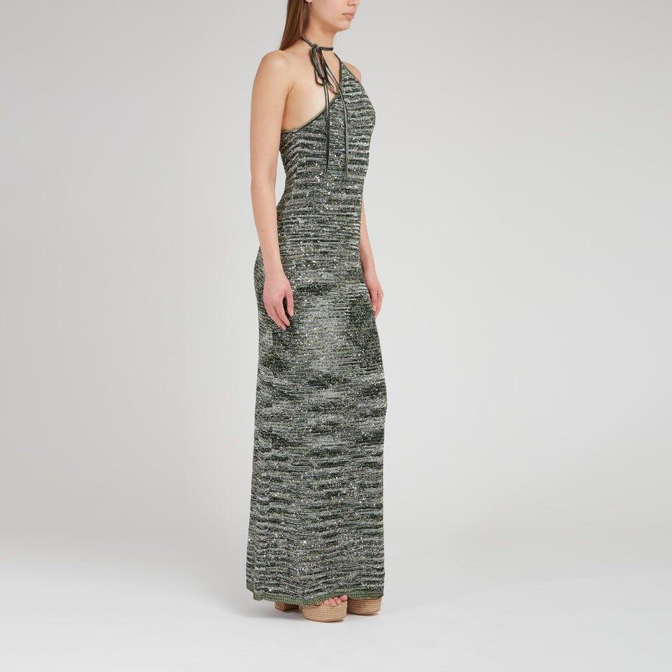 Abito lungo in tessuto verde