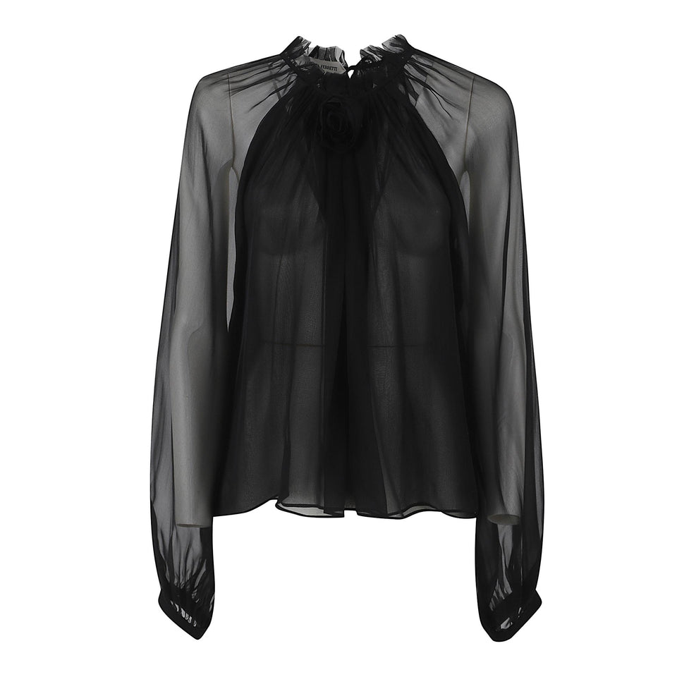 Camicia in chiffon nera 0213 51150555 ALBERTA FERRETTI 