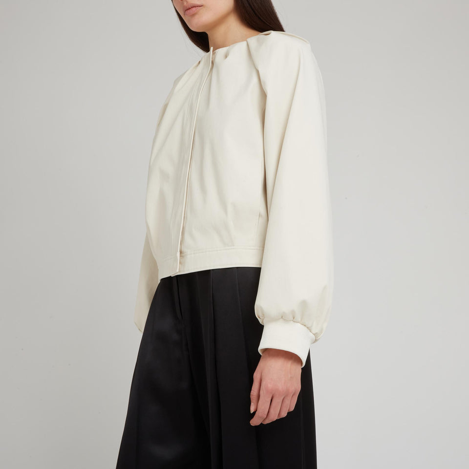 White cotton bomber