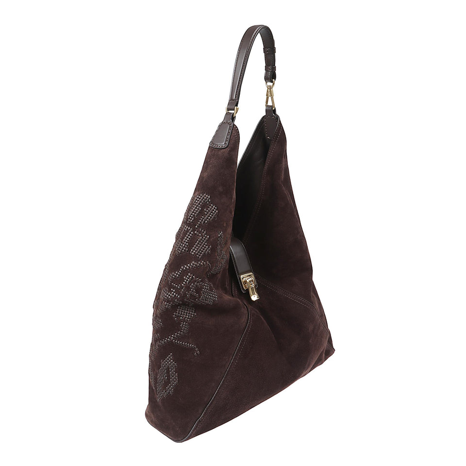 Borsa shopping in suede marrone D473S705 RDIW91018 ERMANNO SCERVINO 