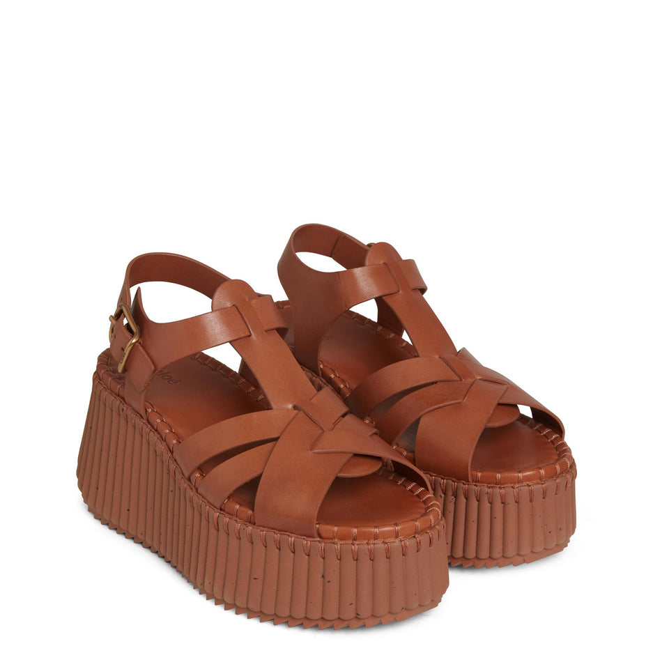 Sandali in pelle marroni CHC24A05DNC 27T CHLOE 