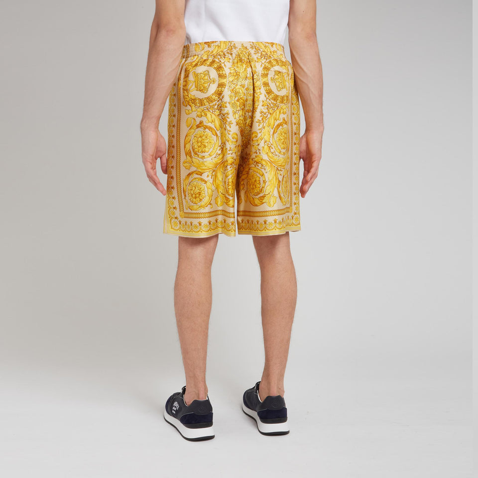Shorts ''Barocco'' in tessuto oro