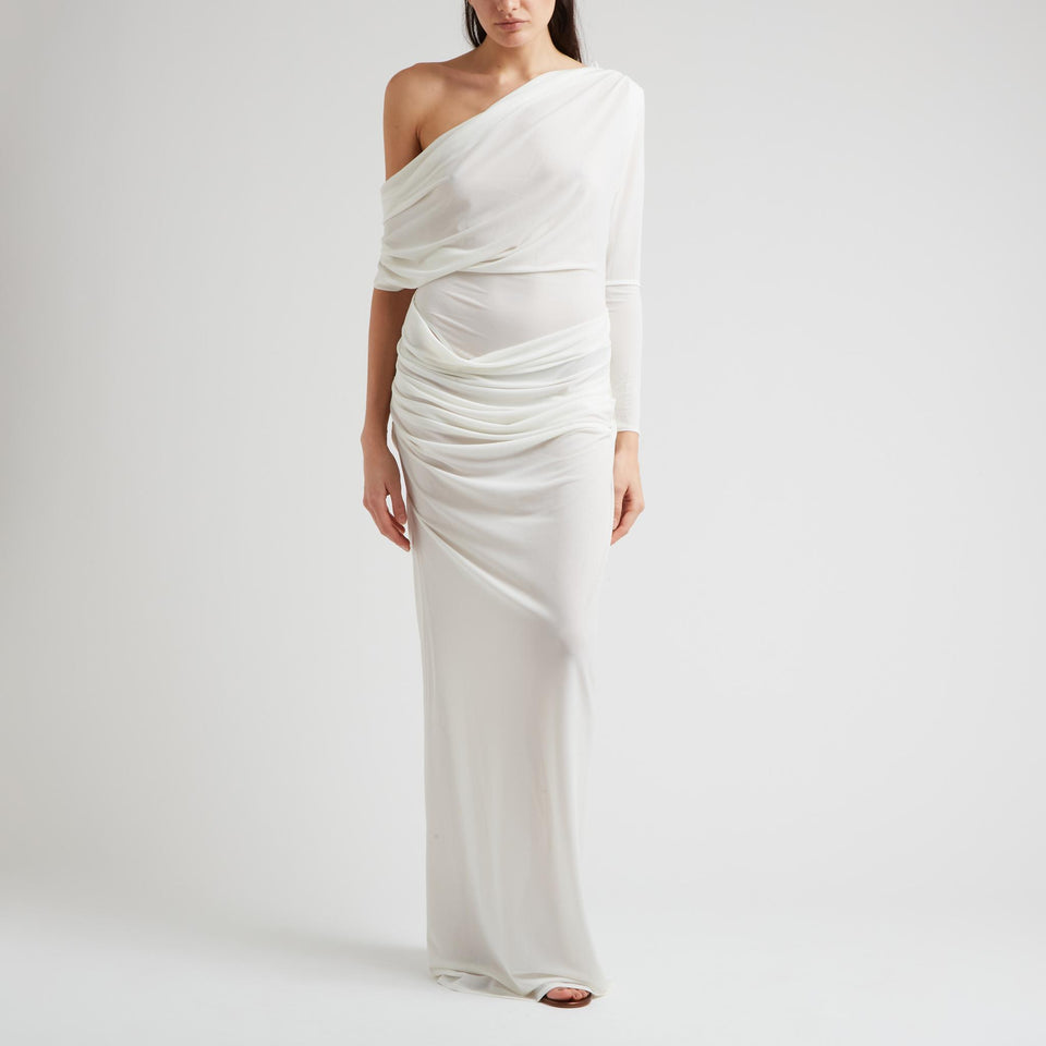 Abito mono spalla in tessuto bianco