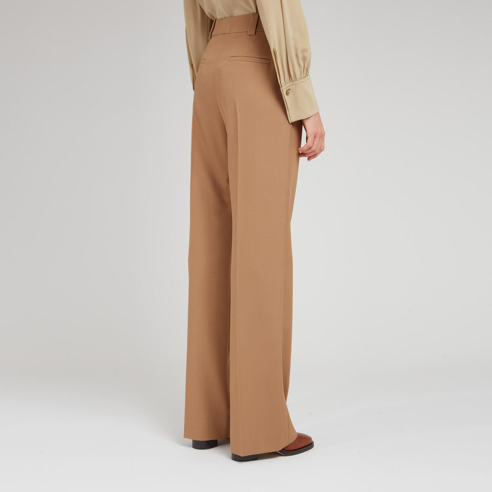 Pantalone svasato in lana marrone