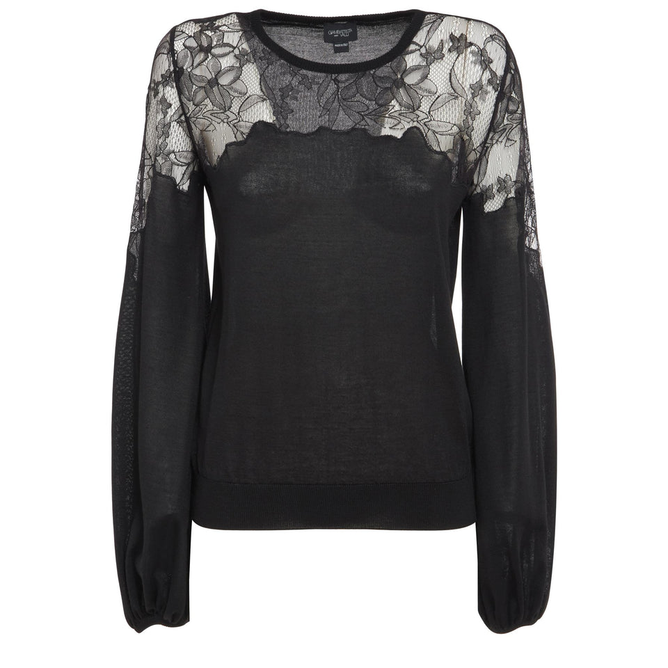 Black silk and cashmere sweater