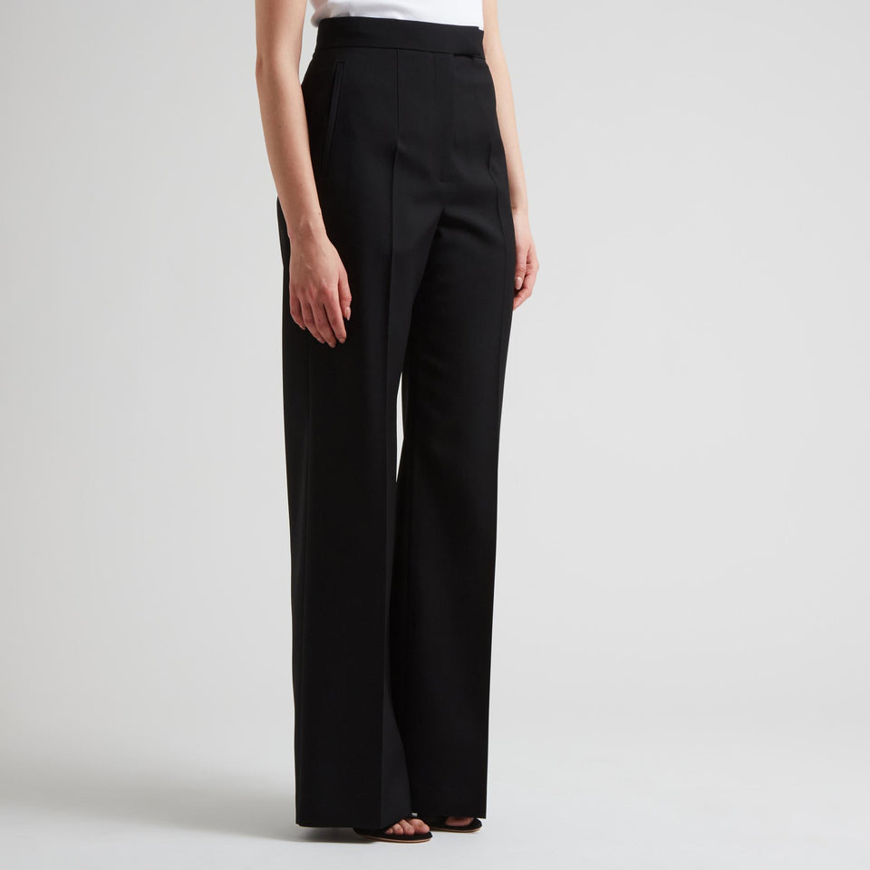 Black wool wide leg trousers
