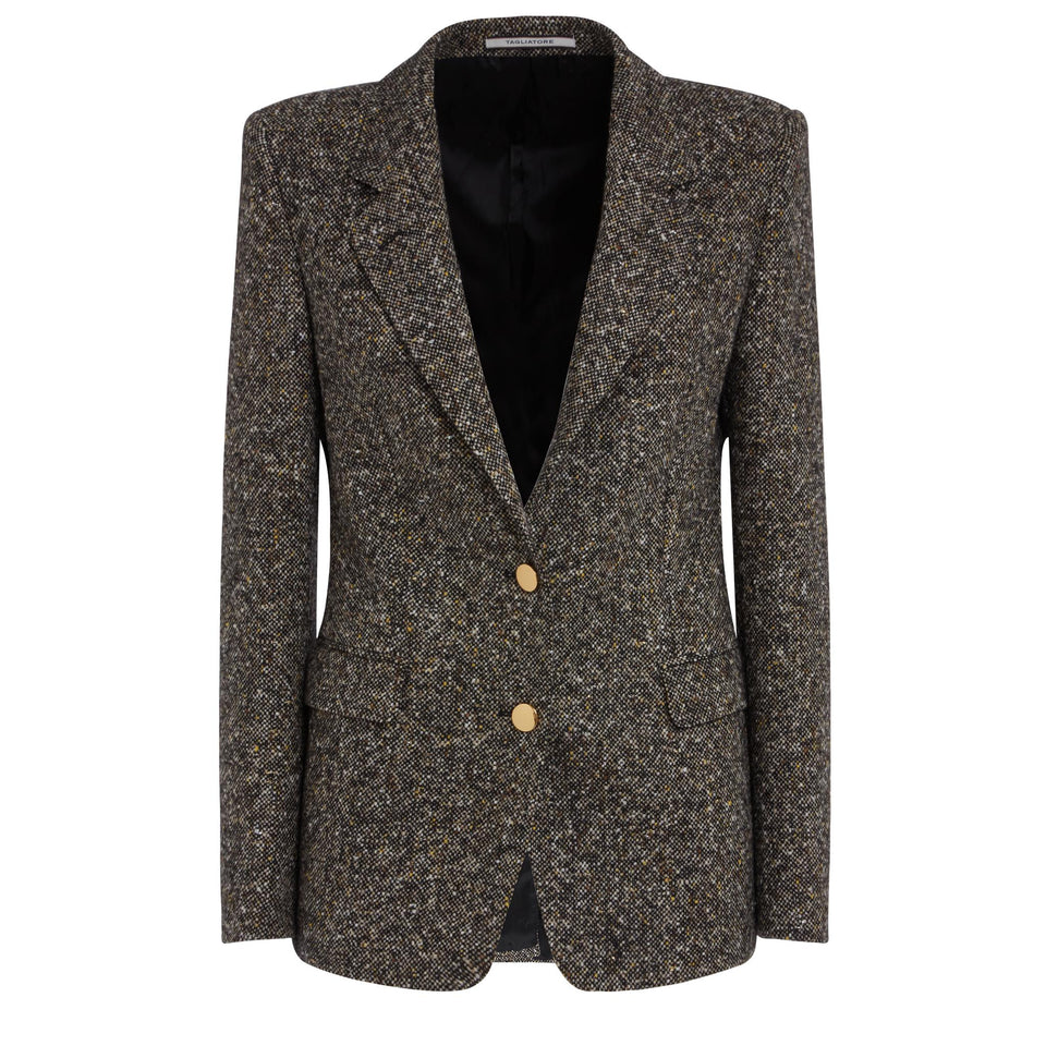 Giacca mono petto in lana marrone