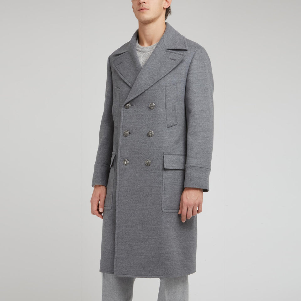 Double breasted grey wool coat
