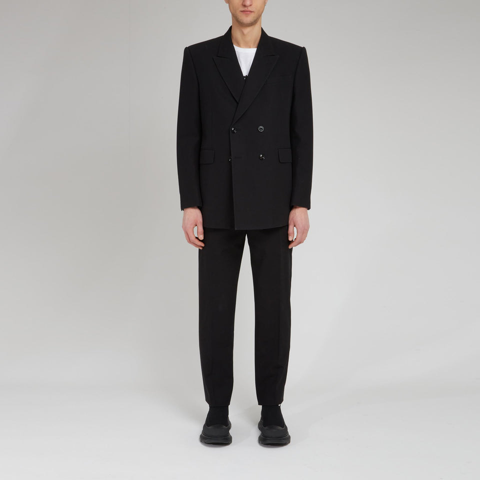 Double-breasted blazer in black cotton