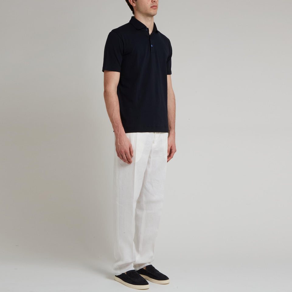 Blue cotton polo