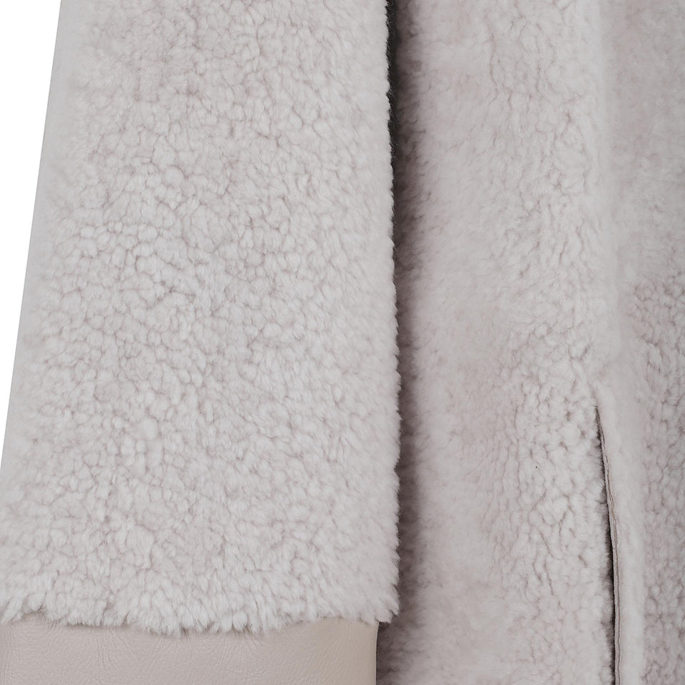 Cappotto doppio petto in shearling beige K14670 WHITE DESA 1972 