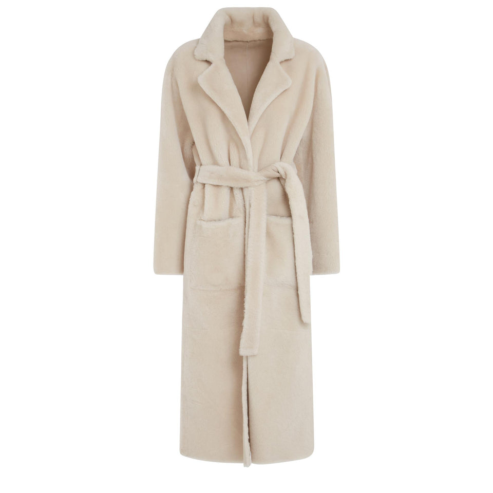 Cappotto in shearling beige