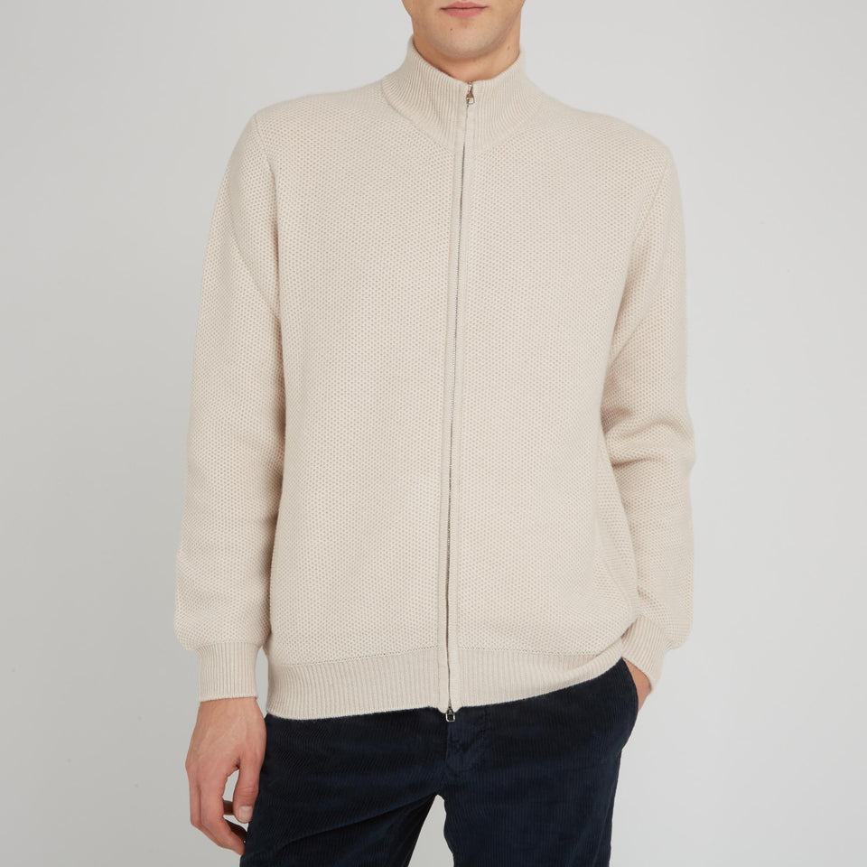 Cardigan in lana beige