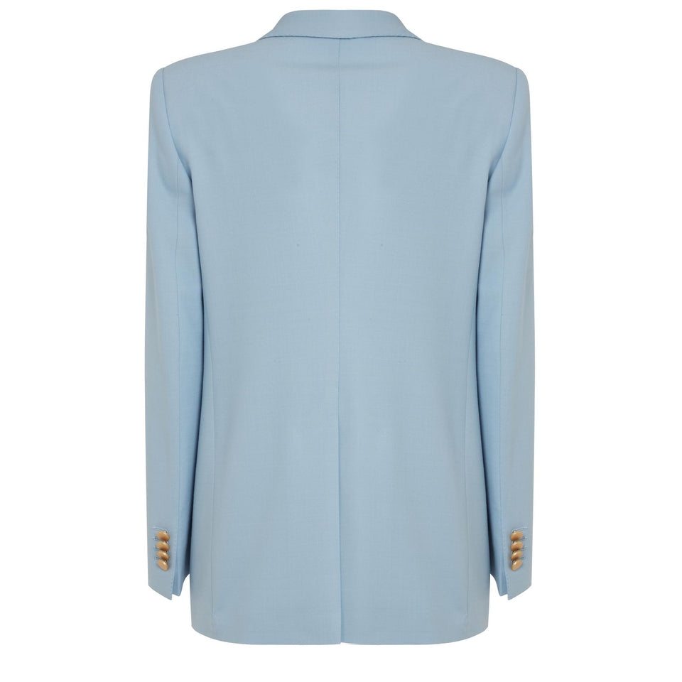 Blazer mono petto in tessuto azzurro
