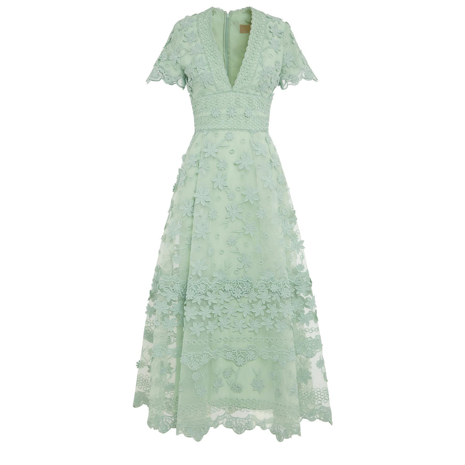 Abito in seta verde D0036 TU001GN002 ELIE SAAB 