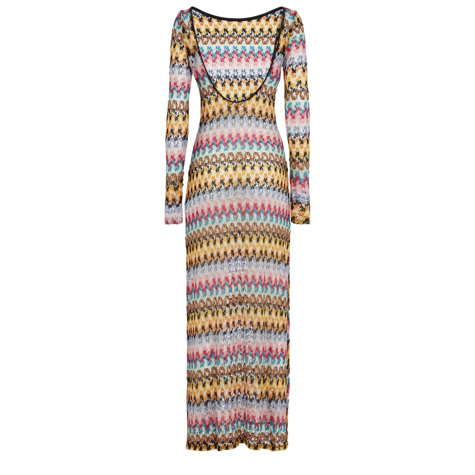 Maxi abito in tessuto multicolor