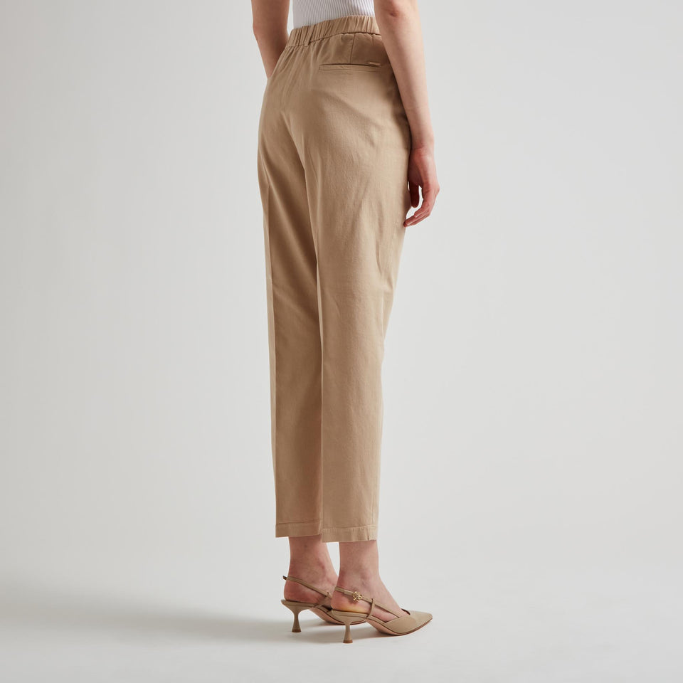 Pantalone crop in cotone beige