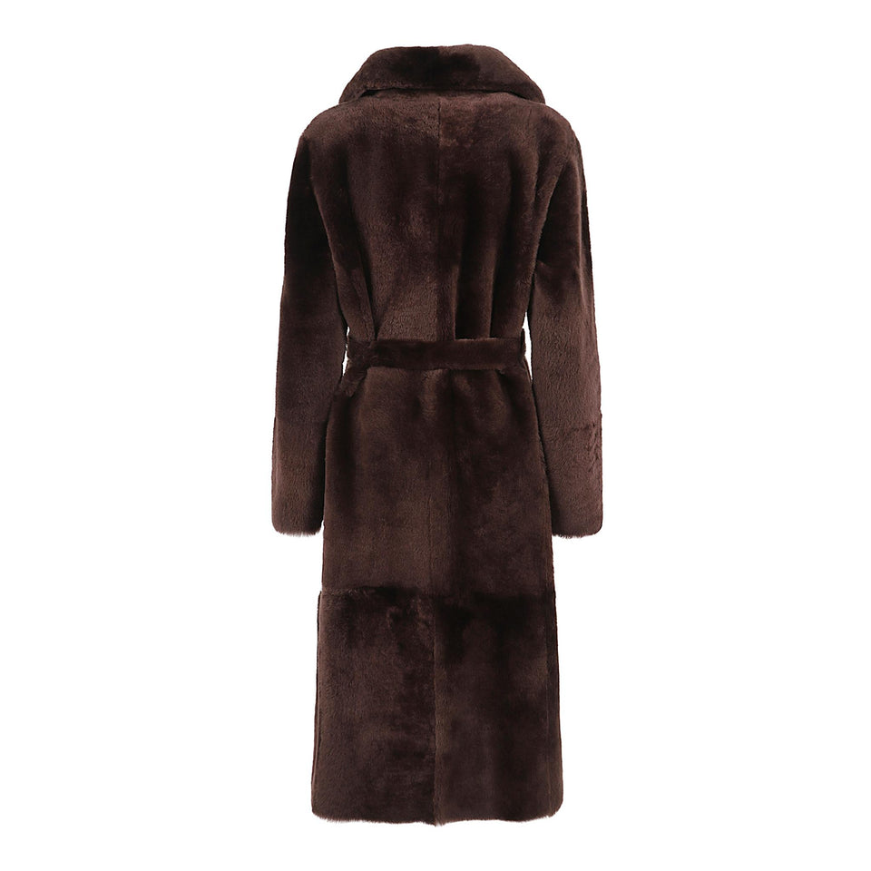 Cappotto in pelliccia sintetica reversibile marrone 21WYM60417MERL A6074 SALOMON 